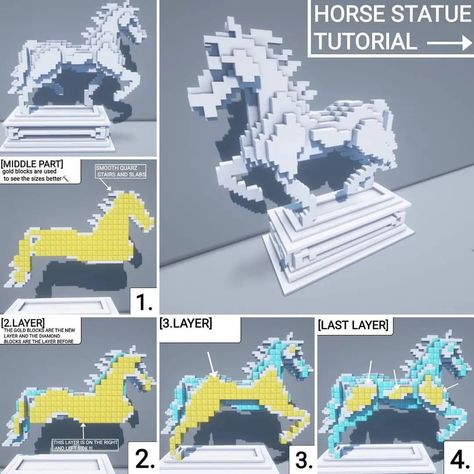 Minecraft Build Gallery🖼️ on Instagram: “💬Wow! Check out this Horse Statue!🏛️ Save for later!😊 ------------------------------------ This awesome build was made by ➡️…” Stitch Minecraft Build, Easy Builds Minecraft, Horse Minecraft Build, Horse Track Minecraft, Minecraft Sculptures Easy, Minecraft Phoenix Statue, Minecraft Horse Builds, Minecraft Statues Tutorials, Game Of Thrones Minecraft Builds