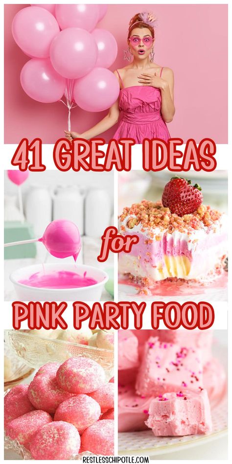 Pink Party Finger Foods, Pink Finger Food Ideas, Color Party Ideas For Adults Pink Food, All Pink Party Food, Food For Pink Party, Pink Out Food Ideas, Pink Hors D’oeuvres, Pink Food Party Ideas, Pink Themed Charcuterie Board Ideas