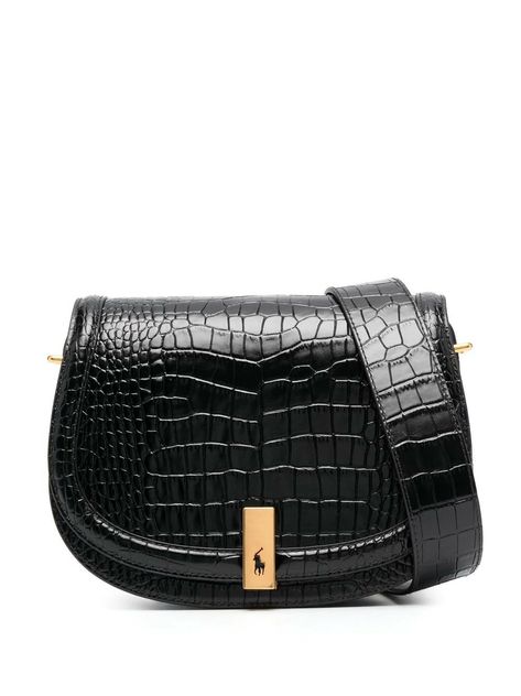 Ralph Lauren | Polo ID Black Saddle Crossbody Bag Ralph Lauren New York, Crossbody Saddle Bag, Polo Pony, Buy Bags, Ralph Lauren Logo, Polo Ralph Lauren Women, Ralph Lauren Women, Saddle Bag, Saddle Bags