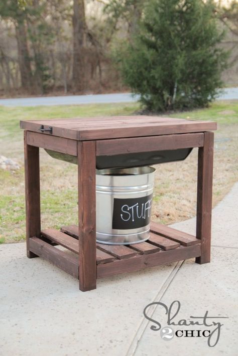 DIY Sandbox Table - Shanty 2 Chic Sandbox Table, Outdoor Toy Storage, Free Furniture Plans, Diy Sandbox, Patio Upgrade, Kids Sandbox, Table Saw Stand, Galaxy Slime, Wood Furniture Plans