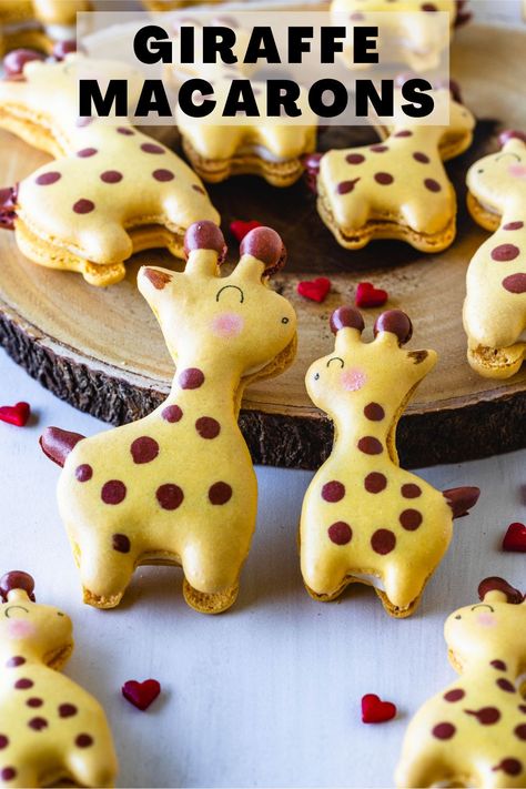 Today we are making Giraffe Macarons! Giraffes are my favorite animal ever! And I am also making these macarons as a tribute to Mother’s Day! #macaron #desserts #bakingtips Easy Macaroons, Pies And Tacos, White Chocolate Buttercream Frosting, Brown Food Coloring, Macaroons Recipe, Macaron Template, White Chocolate Brownies, White Chocolate Buttercream, Macaron Cake