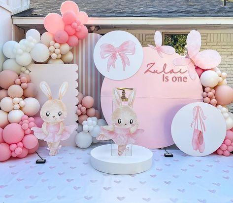 Bunny Theme Decorations, Bunny Ballerina Party, Bunny Balloon Decorations, Ballerina Bunny Birthday Party, Ballerina Decorations Party, Some Bunny Is Turning One Decorations, Ballerina Birthday Theme, Bunny Birthday Decorations, Modern Event Decor