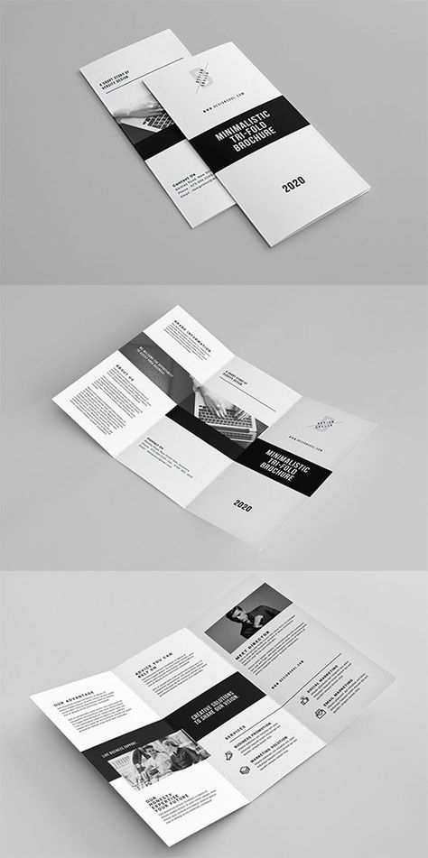 Minimal Trifold Brochure PSD - Brochure Templates - Free PSD Templates Training Manual Design, Minimalist Brochure, Brochure Psd, Feminine Minimalist, Brochure Design Layout, Manual Design, Branding Identity Design, Free Brochure Template, Leaflet Design