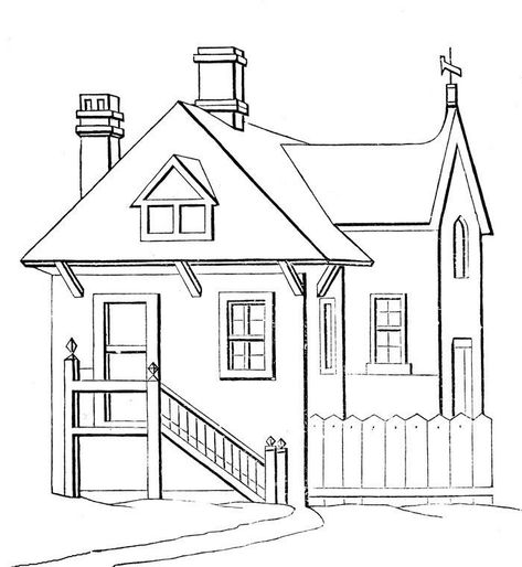 Victorian House Colors, Simple House Drawing, House Coloring Pages, House Colouring Pages, House Template, Cartoon House, Charming House, Cartoon Coloring Pages, Up House