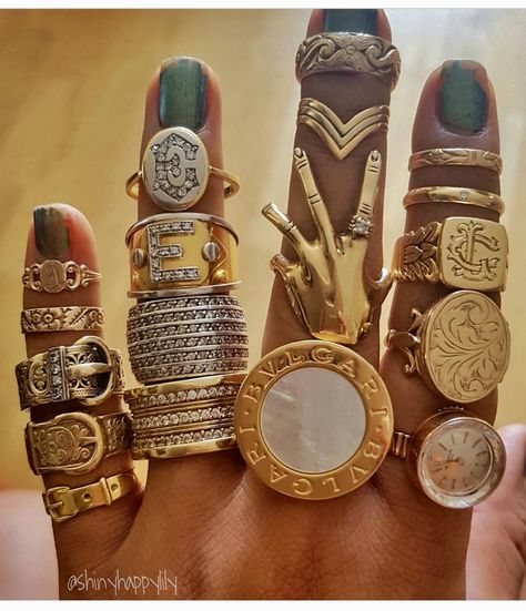 great assortment of rings Clean Gold Jewelry, Ring Trends, Trends 2023, Jewelry Organizer Box, Bling Rings, Jewelry Inspo, Lord Shiva, Piercing Jewelry, Bling Bling