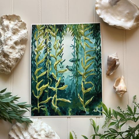 Kelp Forest Painting, Kelp Art, Ocean Sleeve, Kelp Forest, Pop Art Drawing, Healing Art, Commission Painting, Healing Arts, Sea Painting