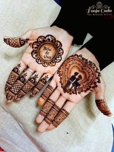 Groom Mehendi Groom's Mehendi Design, Husbands Name In Mehendi, Simple Mehendi For Groom, Mehendi Design For Groom Hand, Wedding Mehendi For Groom, Groom Mehendi Designs For Men, Engagement Mehndi For Groom, Groom Henna Designs, Grooms Mehndi Design