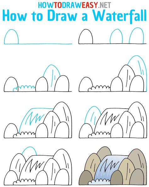 How to Draw a Waterfall Step by Step #Waterfall #WaterfallDrawing #HowtoDrawaWaterfall #Nature #NatureDrawing #EasytoDraw #WaterfallDrawingGuide #WaterfallDrawingTutorial #StepbyStepDrawings #StepbyStepDrawingGuides #HowtoDrawEasy How To Draw A Waterfall, Waterfall Drawing Easy, Draw A Waterfall, 2024 Sketchbook, Draw Landscape, Waterfall Drawing, Elementary Drawing, How To Dr, Sketchbook Challenge