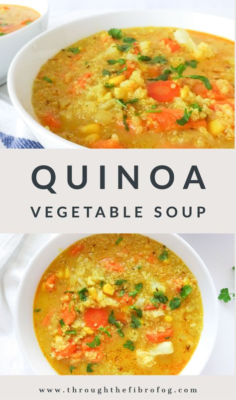 Quinoa Soup Recipes, Quinoa Vegetable Soup, Vegan Vegetable Soup, Hearty Soup Recipes, Quinoa Soup, Fibro Fog, Vegetable Quinoa, Low Histamine, Vegan Soup Recipes