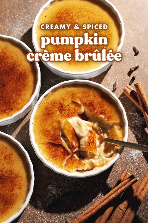 Pumpkin Creme Brulee, Dessert Pumpkin, Cream Brulee, Pumpkin Pie Spice Mix, Up Pumpkin, Brulee Recipe, Pumpkin Custard, Leftover Pumpkin, Pumpkin Pudding