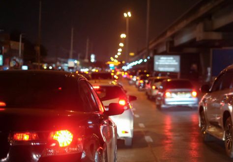 Traffic jams in city with row of cars on road at night Premium Photo Nyc Background, Cars On Road, Road At Night, Night Road, Design Bar, Traffic Jam, Car Driving, Benz Car, A Level Art