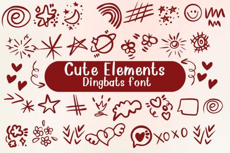 Cute Elements Font Free Dingbat Fonts, Dingbat Fonts, Farmhouse Font, Fonts For Cricut, Font Setting, Fonts To Download, Cricut Fonts, Font Generator, Different Fonts