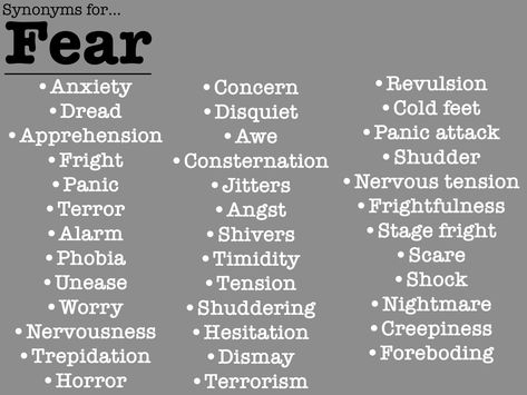 Words To Use Instead Of Worried, Words To Use In Stories, Synonyms For Dark, Words To Use Instead Of Scared, Writing Tips Words, Other Words For Scared, Scary Things To Say, Other Words For Stare, Other Words For Worried