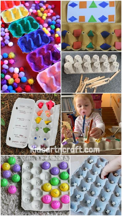 Activity With Egg Carton, Crafts To Make With Egg Cartons, Egg Carton Montessori, Egg Carton Sensory Play, Preschool Egg Carton Crafts, Egg Carton Activities For Preschoolers, Egg Carton Crafts For Preschoolers, Egg Carton Crafts For Toddlers, Egg Carton Learning Activities