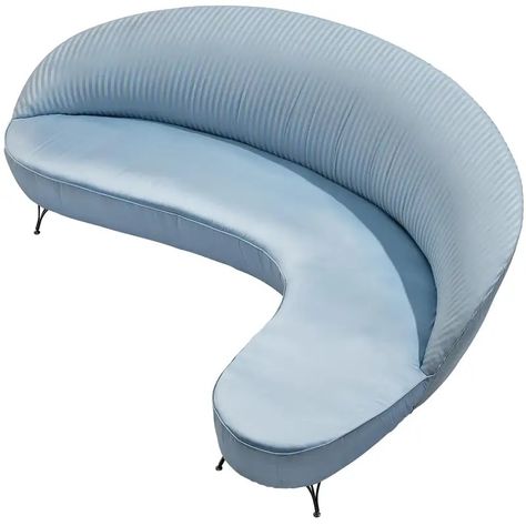 blue curved sofa Teal Curved Sofa, Wavy Furniture, Bold Sofa, Interesting Composition, House Restoration, Green Velvet Sofa, Sofa Fabric, Deco Luminaire, Three Seat Sofa