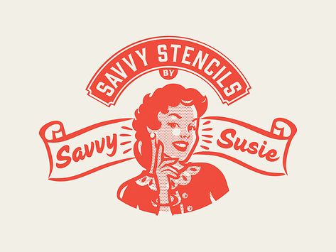 Savvy Susie by Amit Botre #Design Popular #Dribbble #shots Funny Sticker Design, Wm Logo, Logos Retro, Retro Logo Design, Logo Character, Vintage Logos, Wallpaper Retro, Logos Ideas, Restaurant Logo