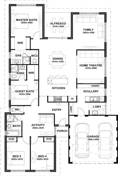 4 Bedroom House Plans Single Storey, 6 Bedroom House Plans Single Storey, Single Storey House Plans, 6 Bedroom House Plans, Exclusive House Plan, Architectural Plan, 5 Bedroom House Plans, Little House Plans, Two Story House Plans