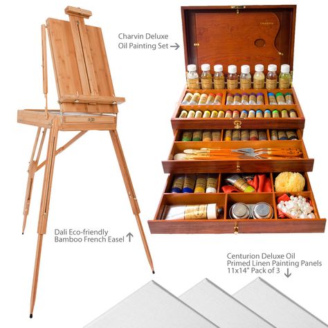 Charvin Deluxe Oil Painting Value Set Painting Equipment, Oil Painters Studio, Oil Paints Set, Travel Painting Kit, Oil Painting Studio Setup, Travel Acrylic Painting Kit, Oil Paint Set, African Artwork, Murphy Bed Plans