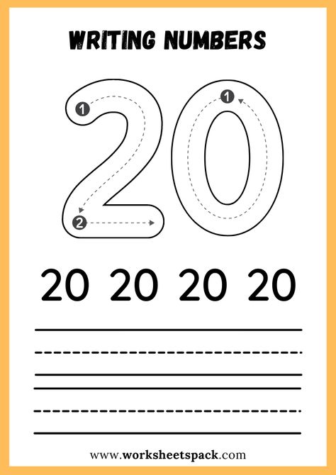 Writing Numbers Worksheet PDF, Write Number 20 Free Printable for Kids - Printable and Online Worksheets Pack Number Writing Worksheets Free Printable, Number 20 Worksheet, Number 20 Worksheets For Preschool, Writing Numbers Worksheet, Write Numbers 1-10 Worksheets, Writing Numbers 1-50 Free Printable, Write Numbers 1-20 Free Printable, Number Tracing Printables Free 1-50, 20 Number