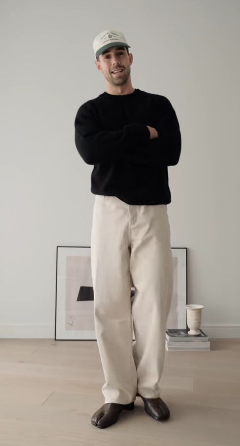 Cream And Black Outfits Men, Polo Tee Outfit Men, Black And Cream Outfits, Normcore Men, Daniel Simmons, 2024 Minimalist, Minimal Clothes, Black Outfit Men, Cream Outfits