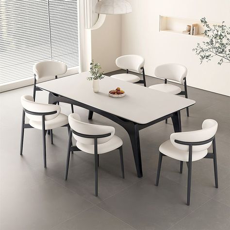 Hernest | Modern Sintered Stone Dining Table for 8, Rectangle Dining Room Solid Wood Furniture with Durable Solid Wood Legs, Kitchen Wood Table Black Wood Dining Table, Dinning Table Set, Sintered Stone Dining Table, Wood Dining Room Table, Modern Dining Room Tables, Stone Dining Table, Dining Room Table Set, Sintered Stone, Modern Dining Table