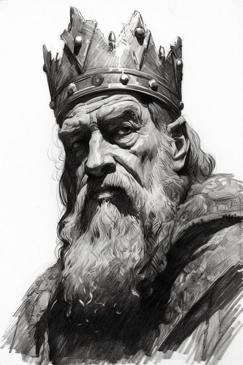 Old Man Face, Statue Tattoo, Drawing Cartoon Faces, Boy Illustration, Face Sketch, Viking Warrior, Portrait Sketches, Pencil Portrait, Male Portrait