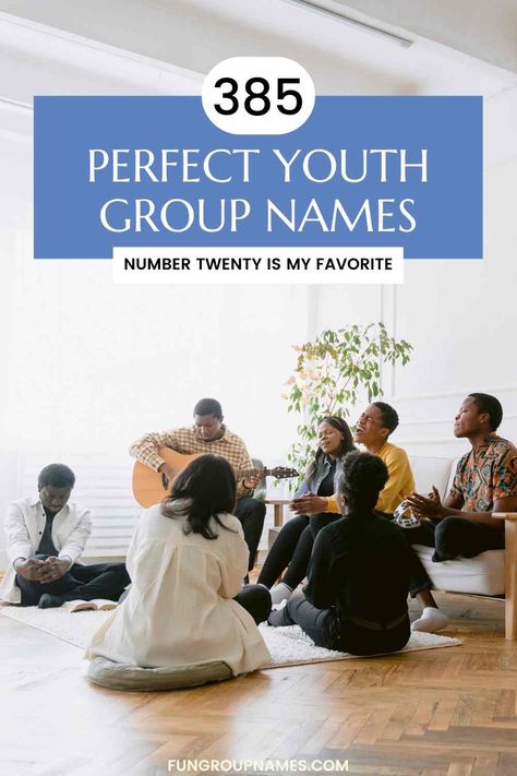 Discover over 385 creative youth group names! From religious and adventure-based to social justice and fun-themed, find the perfect name. Youth Group Names, Christian Business Ideas, Group Chat Names, Group Names Ideas, Boys Camp, Professional Group, Church Youth Group, Group Names, Church Youth