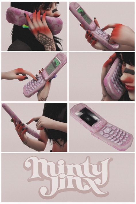 (Retro & Vintage) Flip-Phone - Functional/Override & Decorative (Updated with more colors!) Sims 4 Nails, Lotes The Sims 4, Sims 4 Decades Challenge, Sims 4 Piercings, Sims 4 Cas Mods, The Sims 4 Skin, Sims 4 Family, Sims 4 Anime, Free Sims 4