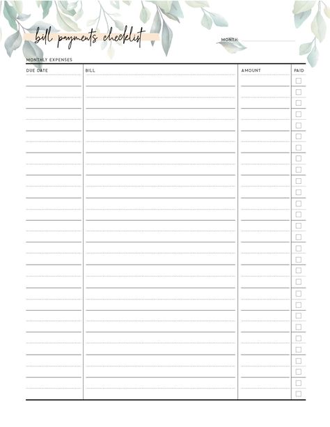 The Bill Payment Checklist Template is a great way of logging and organizing your monthly bills. The free bill payment tracker printable will allow you to see the bills you have every month and how much you spend. It's great for organizing your finances. #billtrackerprintable #billtrackertemplate #billtrackerfree #billpaymentstracker #budgetingfinancessavingmoney #budgeting101 #budgetplanner Bill Schedule Printable, Monthly Bills Checklist, Bills Template Free Printables, Bill Binder Printables Free, Bill Template Monthly Budget, Bills Planner Template, Monthly Bills Tracker, Bill Chart Free Printables, Monthly Bill Planner Printable Free