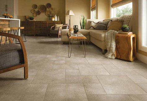 Room Design Tool and Flooring Ideas | Flooring America Rustic Floor Tiles, Floor Tiles Living Room, Tiles For Living Room Floor, Tile Living Room, Lvt Tile, Tan Tile, Virtual Room Designer, Rustic Floor, Floor Living Room