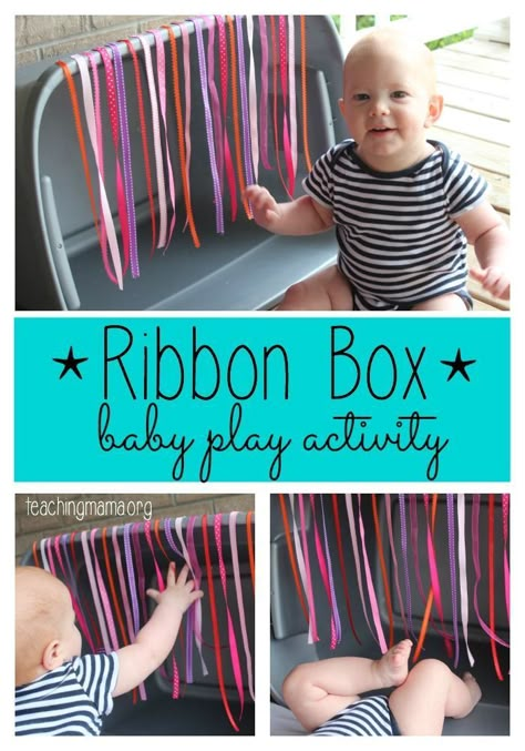 Ribbon Box – Baby Play Activity (scheduled via http://www.tailwindapp.com?utm_source=pinterest&utm_medium=twpin&utm_content=post89764237&utm_campaign=scheduler_attribution) Perlengkapan Bayi Diy, Infant Classroom, Baby Sensory Play, Play Activity, Baby Play Activities, Ribbon Box, Baby Learning Activities, Box Baby, Montessori Baby