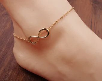 AravaliJewellers | Etsy Ankle Bracelets Gold, Elegant Anklet, Infinity Anklet, Foot Chain, Infinity Charm, Women Anklets, Beach Anklets, Precious Gemstones Jewelry, Gold Plated Bangles