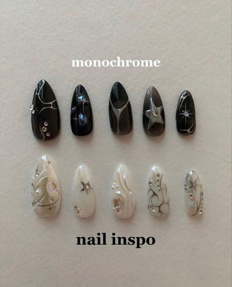 Simple Kawaii Nails Short, Simple Dark Nail Designs, Black Korean Nails, Cool Black Nails, New Jeans Nails, Cybercore Nails, Demure Nails, Enhypen Nails, Nail Design Template