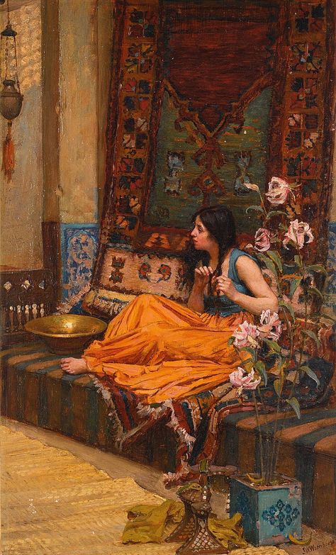 John William Waterhouse, odalisca Waterhouse Paintings, John Waterhouse, Pre Raphaelite Paintings, Pre Raphaelite Art, Dante Gabriel Rossetti, 동화 삽화, John William Waterhouse, Painted Ladies, Woman Sitting