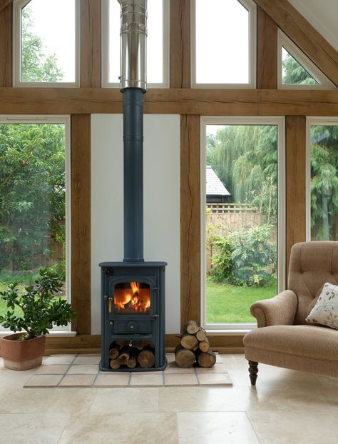 Clearview Solution 400 in a Border Oak building. Oak Framed Extensions, Border Oak, Oak Frame House, Garden Room Extensions, Wood Burners, Log Fire, Room Extensions, Wood Burning Stoves, Fire Places