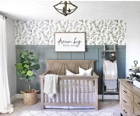 22X36 Dream Big Little One / Farmhouse Style / | Etsy Sage Room, Baby Eye, Sage House, Dublin House, Nursery Reveal, Batten Wall, Baby Nursery Inspiration, Board Batten, Dream Big Little One