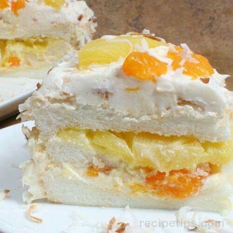 Ambrose cake Ambrosia Cake Recipe, Ambrosia Dessert, Paradise Pie, Ambrosia Cake, Pineapple Curd, Gf Cake, Ambrosia Recipe, Cake Form, Coconut Dessert