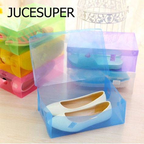 DIY Translucent Storage Shoebox Candy Color Plastic Storage Box  Simple Storage Kinds Of Colors 27.5*18*9.5cm High Quality Plast Shoe Box Organizer, Sneaker Storage, Plastic Shoe Boxes, Foldable Shoes, Shoes Box, Plastic Shoes, Back To School Sales, Closet Organizers, Container Organization