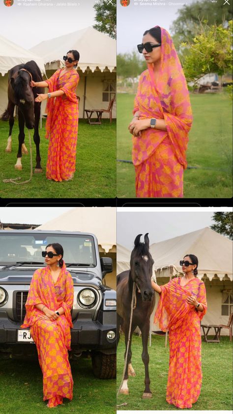 Rajasthani Saree Look, Morden Sarees, Rajputi Saree Look, Rajputi Poshak Royal For Women, Rajput Saree Style, Rajput Women, Rajput Aesthetic, Rajput Photoshoot, Saree Rajasthani