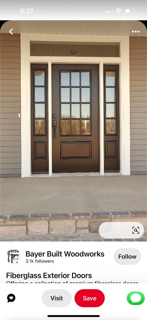 Brown Painted Door Exterior, Tan House Exterior Door Color, Brown Exterior Door, Tan Front Door, Brown Front Door Paint, Brown Front Door, Front Door Before And After, Front Door Paint Colors For Tan House, Front Door Colors With Tan House