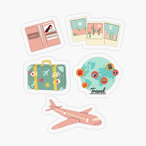 Travel Illustration Art, Easy Doodle, Luggage Stickers, Birthday Cake Topper Printable, Instagram Emoji, Arts Ideas, Digital Templates, Easy Doodle Art, Vintage Luggage