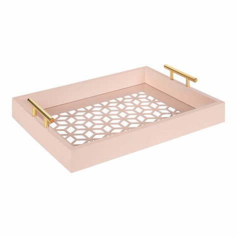 Kate and Laurel 3.25-in Pink Tray Tabletop Decoration in the Tabletop Decorations department at Lowes.com Blush And Gold Office, Gold Office Accessories, Entrance Console Table, Makeup Vanity Decor, Entrance Console, Pink Tray, Accent Tray, Contemporary Glam, Wall Shelf Decor