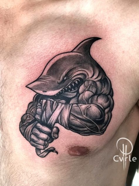 Boxing Gloves Tattoo, Shark Tattoo Ideas, Boxer Tattoo, Boxing Tattoos, Animal Tattoos For Men, Small Chest Tattoos, Small Shoulder Tattoos, Shark Tattoo, Mens Shoulder Tattoo