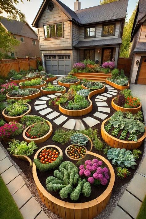 17 Front Yard Vegetable Garden Ideas That Will Wow Your Neighbors - Backyard Eden Front Yard Vegetable Garden Ideas, Front Yard Vegetable Garden, Yard Vegetable Garden, Veggie Garden Design, Square Foot Gardening Layout, Vegetable Garden Ideas, Hidden Vegetables, Vegetable Beds Raised, Vegetable Garden Raised Beds