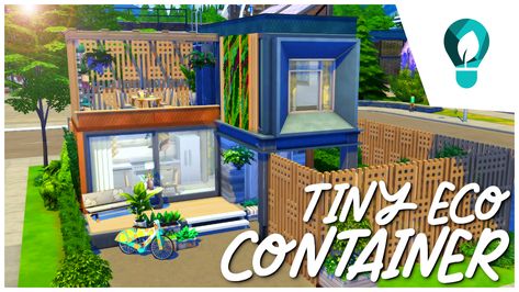 A tiny container home for a Sim that loves gardening! 🌿 📍 20x15 in Evergreen Harbor • No CC • Gallery ID: ChrissieYT • Not pack restricted! • $45,271 Simoleons • 1 Bed, 1 Bath (space for 1-2 Sims) Sims 4 Eco House, Tiny Eco House, Small Eco House, Eco House Plans, Eco Tiny House, Modern Eco House, Home The Sims 4, Sims 4 Loft, Sims 4 Modern House