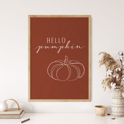 "Hello Pumpkin Sign, Fall Decor, Printable Wall Art, Digital Download. Downloadable artwork is an easy and cost effective way to spruce up any interior space with fresh, colorful decor. Or send your printable art to a friend as a great last minute gift. Provided in a variety of sizes, buy now and choose your perfect sized layout. Perfect for a gallery wall!  This product is a DIGITAL DOWNLOAD printable artwork.  Your order will include 1 instruction sheet and 1 zip file with 5 scalable, high resolution (300 dpi) JPG images of the artwork in the following sizes.   2x3 Ratio file:  4x6\", 6x9\", 8x12\", 10x15\", 12x18\", 16x24\", 24x36\", 60x90cm   3x4 Ratio file:  6x8\", 9x12\", 12x16\", 15x20\", 18x24\", 27x36\", 60x80cm   4x5 Ratio file:   8x10\", 12x15\", 16x20\", 24x30\", 72x90cm   5x7 Diy Fall Decor Wall Art, Fall Sign Decor, Fall Decor Wall Art, Hello Pumpkin Sign, Fall Pumpkin Sign, Kitchen Boho, Pumpkin Graphic, Minimalist Line Art, Pumpkin Sign