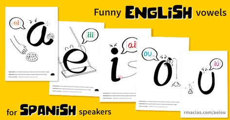 INSTRUCTIONS: Read in Spanish what the vowels are saying to know how their name sounds in English. Free ESL printables by Rodrigo Macias. English Vowels, Sounds In English, Esl Printables, Funny English, Vowel Sound, Spanish Reading, Educational Printables, How To Speak Spanish, Kind Heart