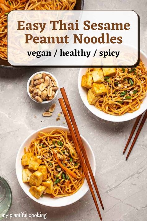 Vegan Peanut Butter Noodles, Peanut Noodles With Tofu, Tofu Peanut Noodles, Vegan Peanut Noodles, Peanut Butter Tofu, Noodles With Tofu, Asian Tofu, Asian Cusine, Chewy Noodles