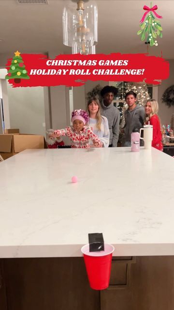 Poke A Present Christmas Game, Ping Pong Roll Game, Roll Ball Into Cup Game, Can Roll Challenge Game, Christmas Ping Pong Ball Games, Family Challenges, Funny Christmas Party Games, Fun Family Games, Class 2023