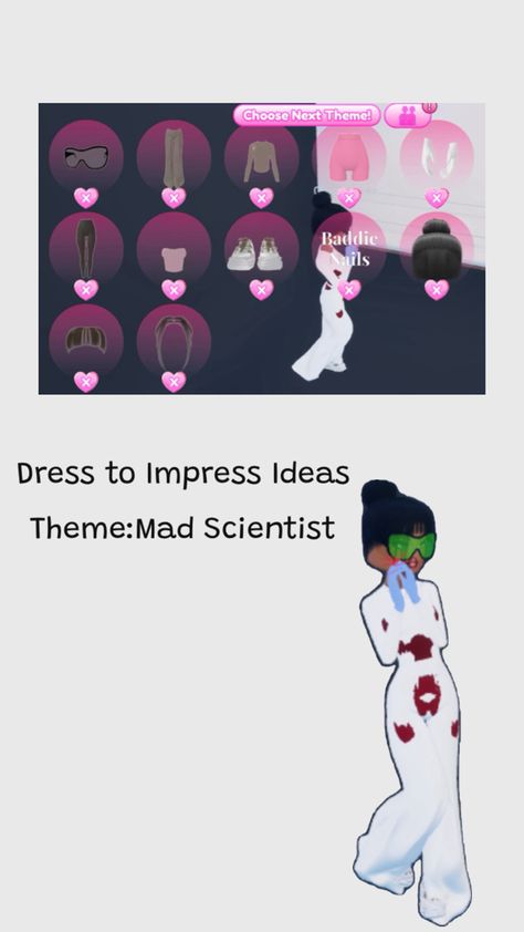 Theme was Mad Scientist. Black Hair Roblox, Roblox Codes, Mad Scientist, Dress To Impress